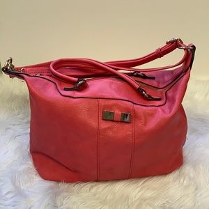 Pink Leather Tote Bag
